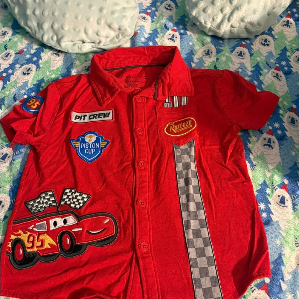 Little Sleepies Red Lightning McQueen Button-Down Shirt